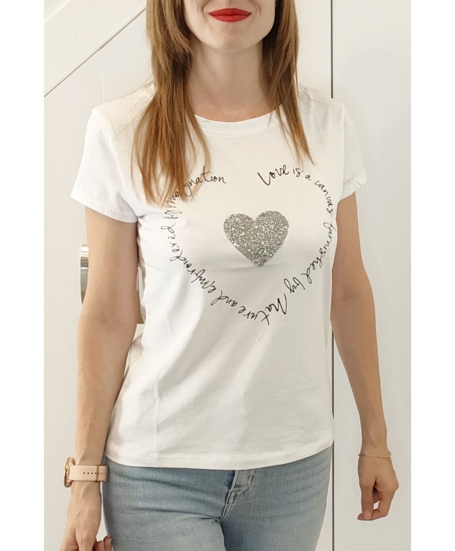 Camiseta corazón plata