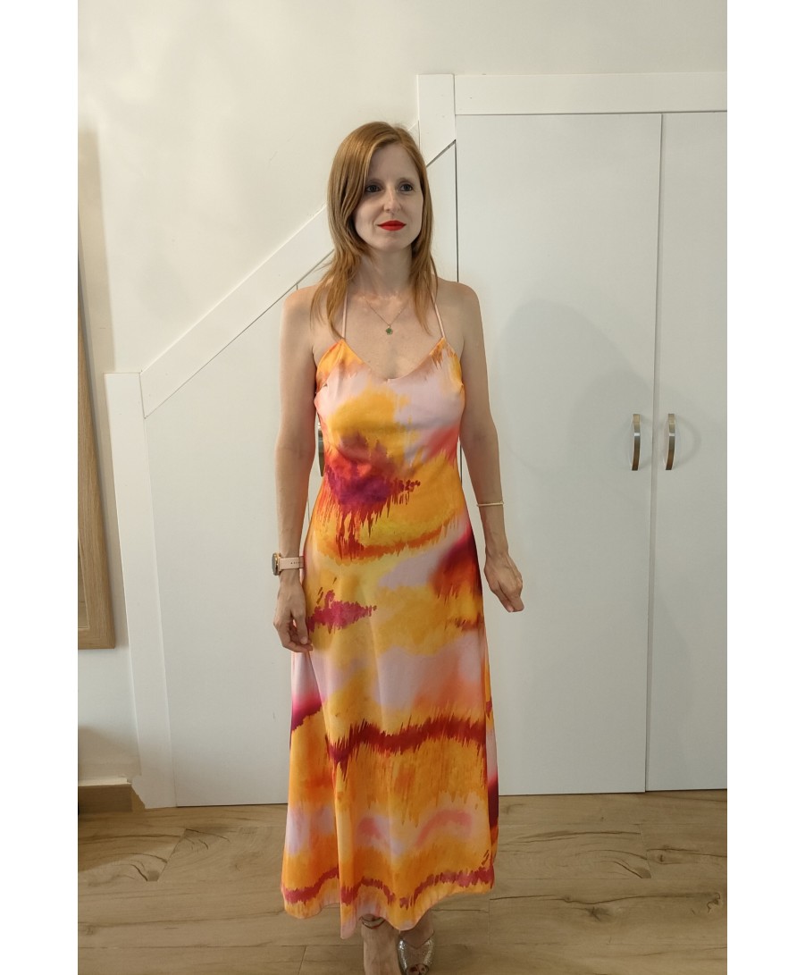 Vestido lencero tie dye naranja/amarillo