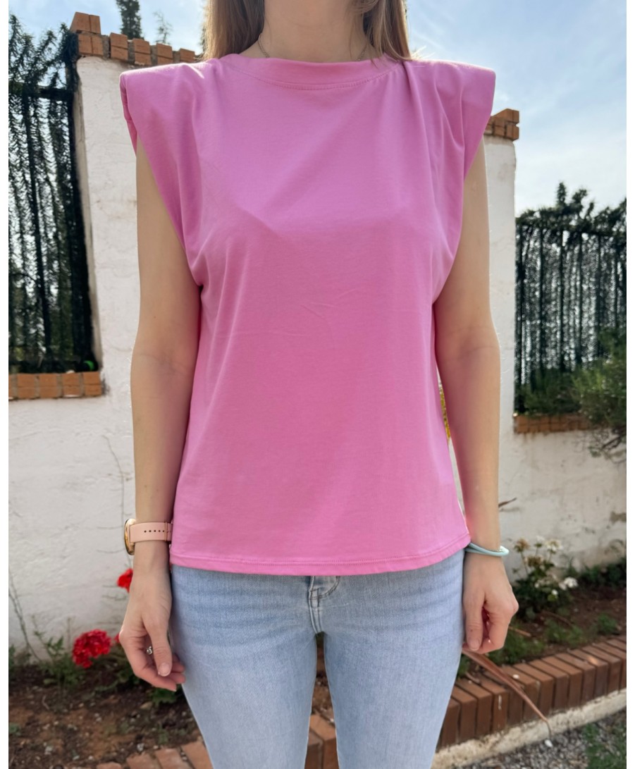 Camiseta hombreras rosa sale