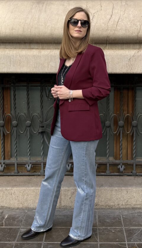 blazer fluida manga fruncida