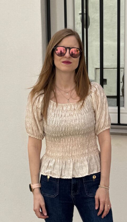 blusa nido de abeja estampada